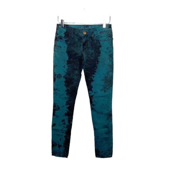 American Eagle AEO Stretch Jeggings Size 2 Skinny Green/Black Dyed 29" Inseam - Picture 1 of 8